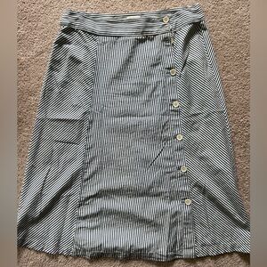 J. Crew Blue and White Striped Midi Skirt